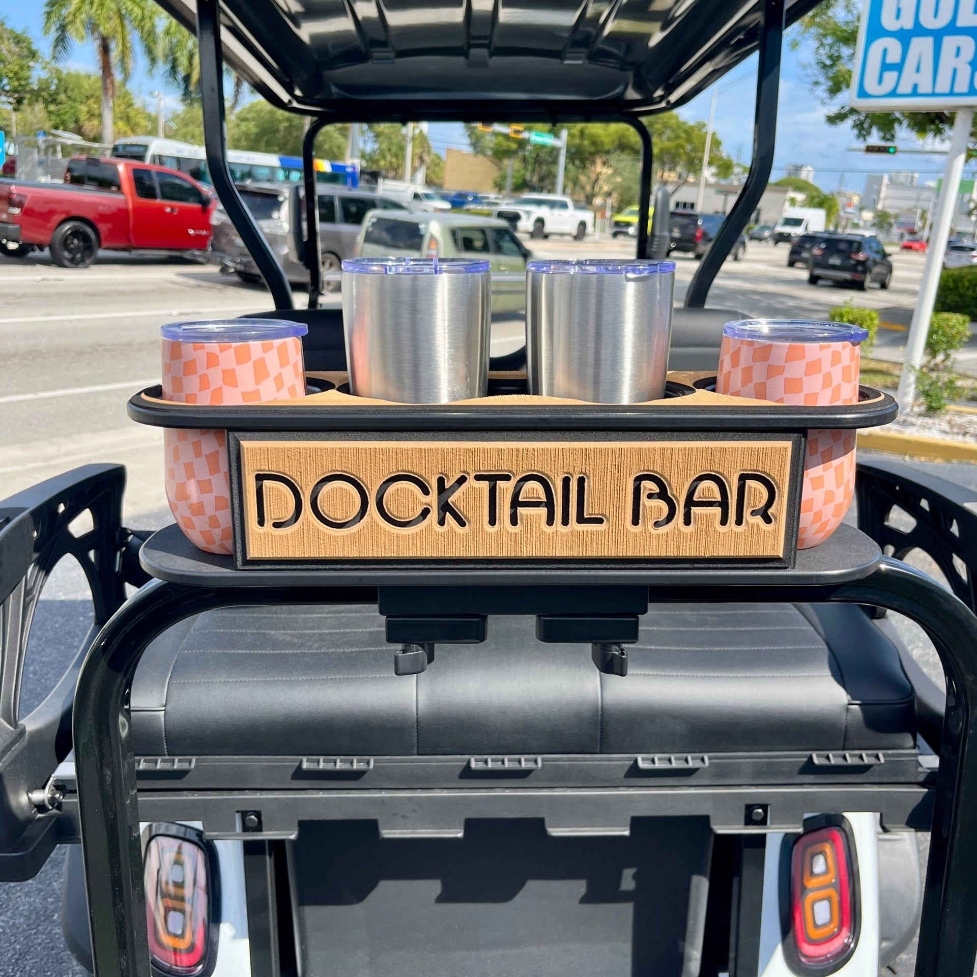 Docktail Bar Golf Cart Cup Holder Caddy for Square or Rectangular Rails - Docktail Bar