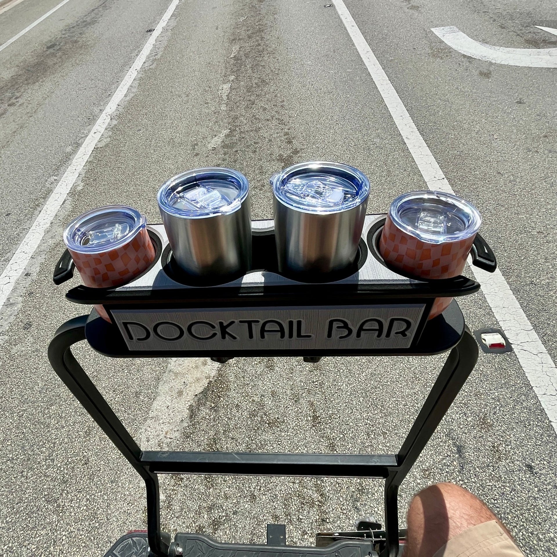 Docktail Bar Golf Cart Cup Holder Caddy for Square or Rectangular Rails - Docktail Bar