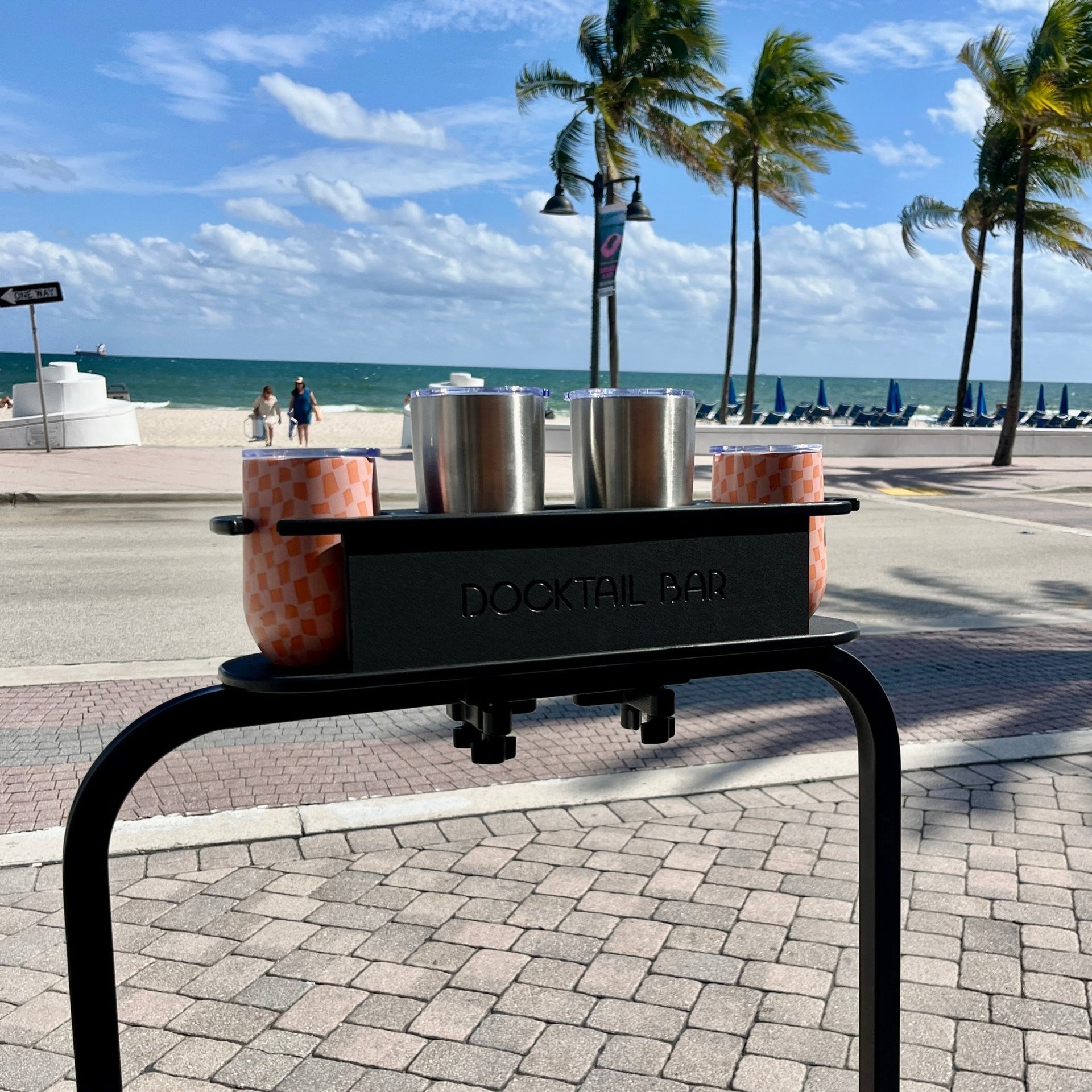 Docktail Bar Golf Cart Cup Holder Caddy for Square or Rectangular Rails - Docktail Bar