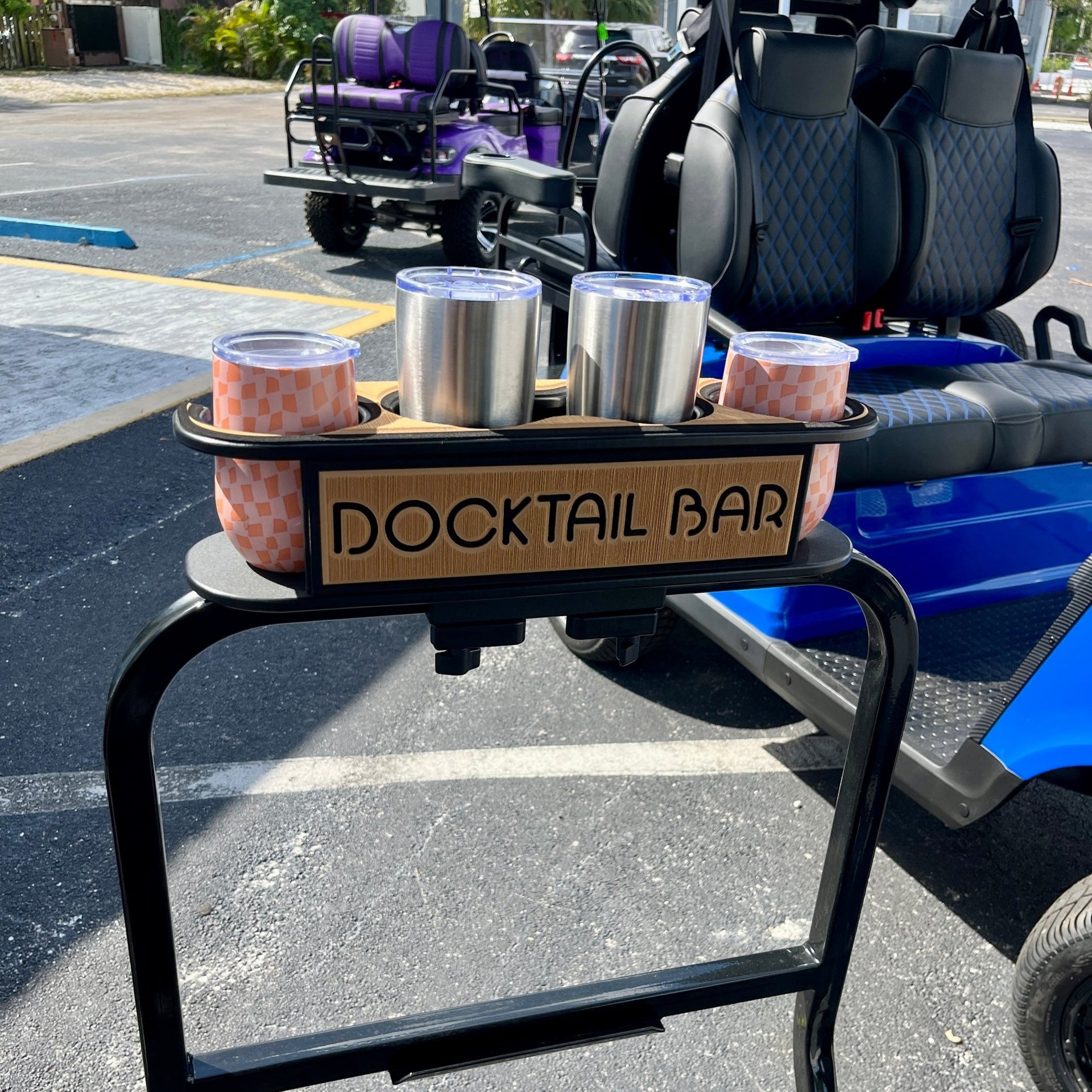 Docktail Bar Golf Cart Cup Holder Caddy for Square or Rectangular Rails - Docktail Bar