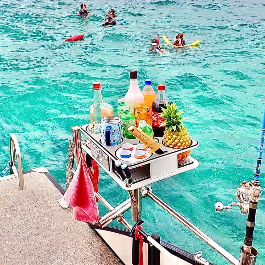 Docktail Boat Table Caddy and Storage Accessory - Choose Your Mount, Color & Custom Name - Docktail Bar