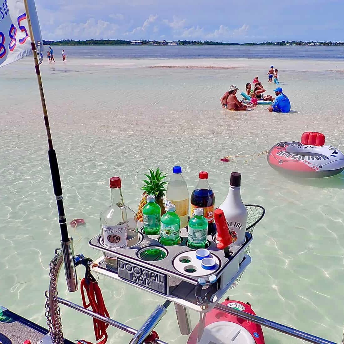 Docktail Boat Table Caddy and Storage Accessory - Choose Your Mount, Color & Custom Name - Docktail Bar