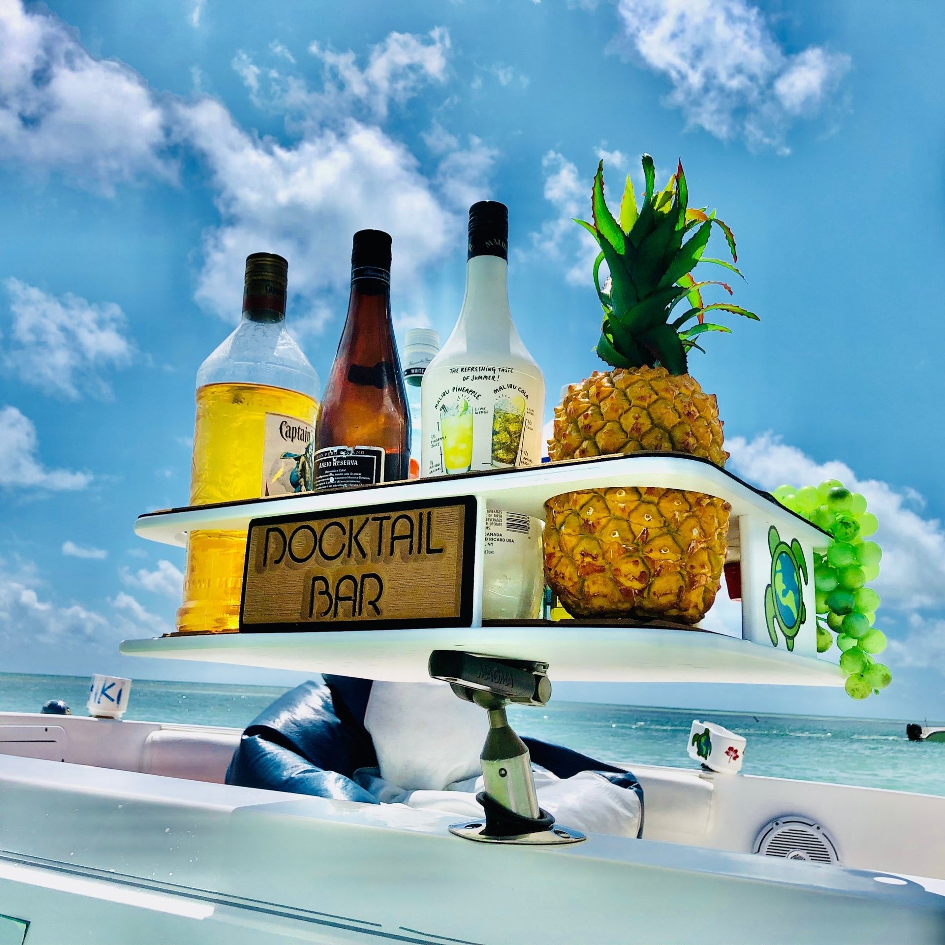 Docktail Boat Table Caddy and Storage Accessory - Choose Your Mount, Color & Custom Name - Docktail Bar