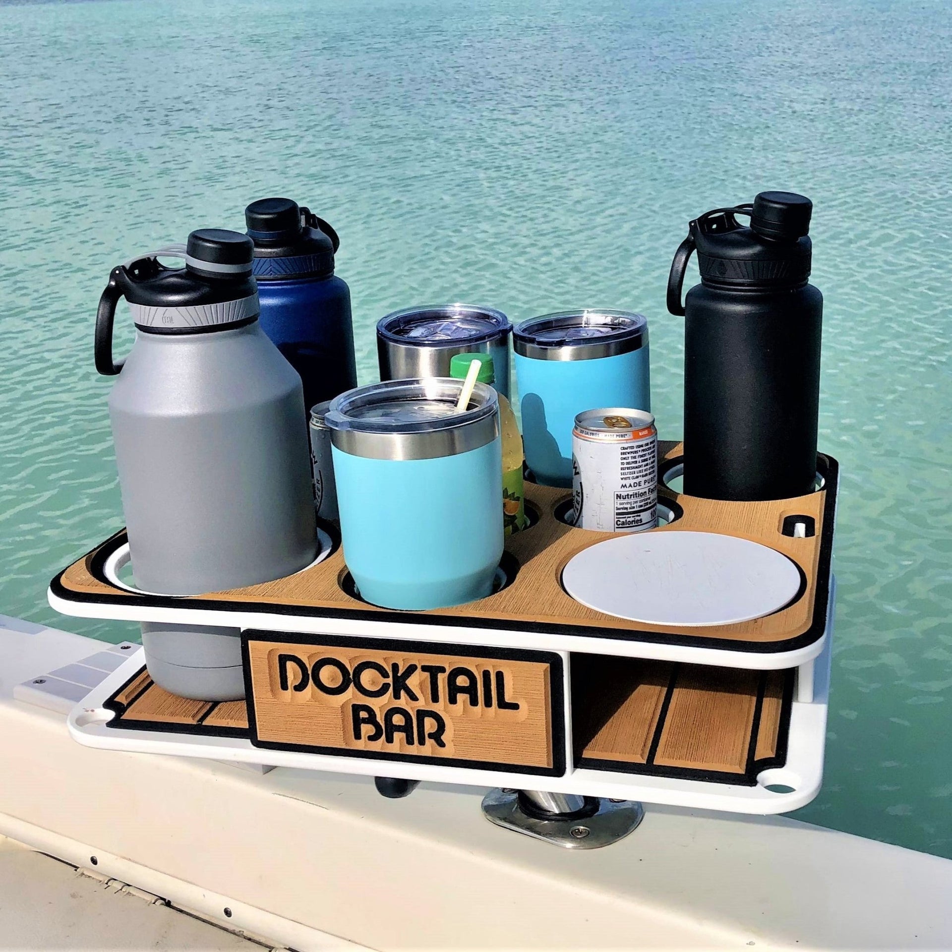 Docktail Boat Table Caddy - Choose Your Mount, Color & Custom Name - Docktail Bar