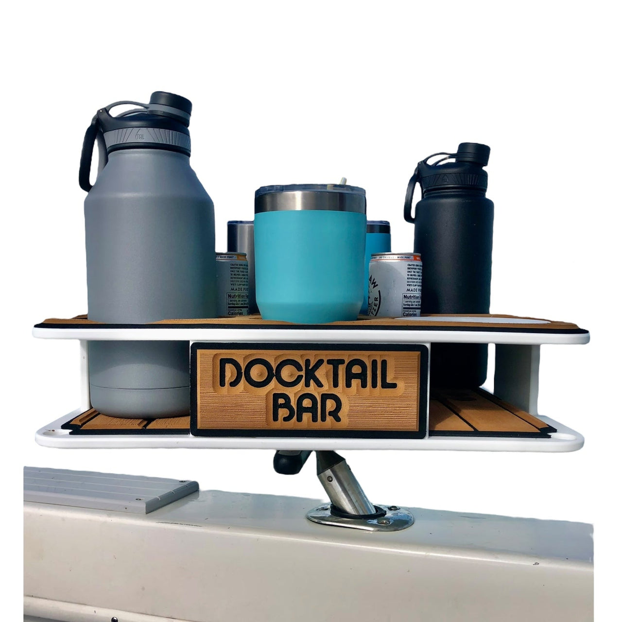 Docktail Boat Table Caddy with Adjustable Rod Holder Mount - Docktail Bar