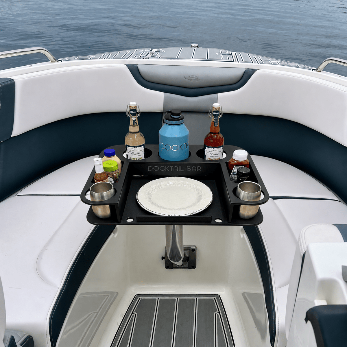 Docktail Butler Angled-Side Mount Boat Table - Midnight Series - Docktail Bar