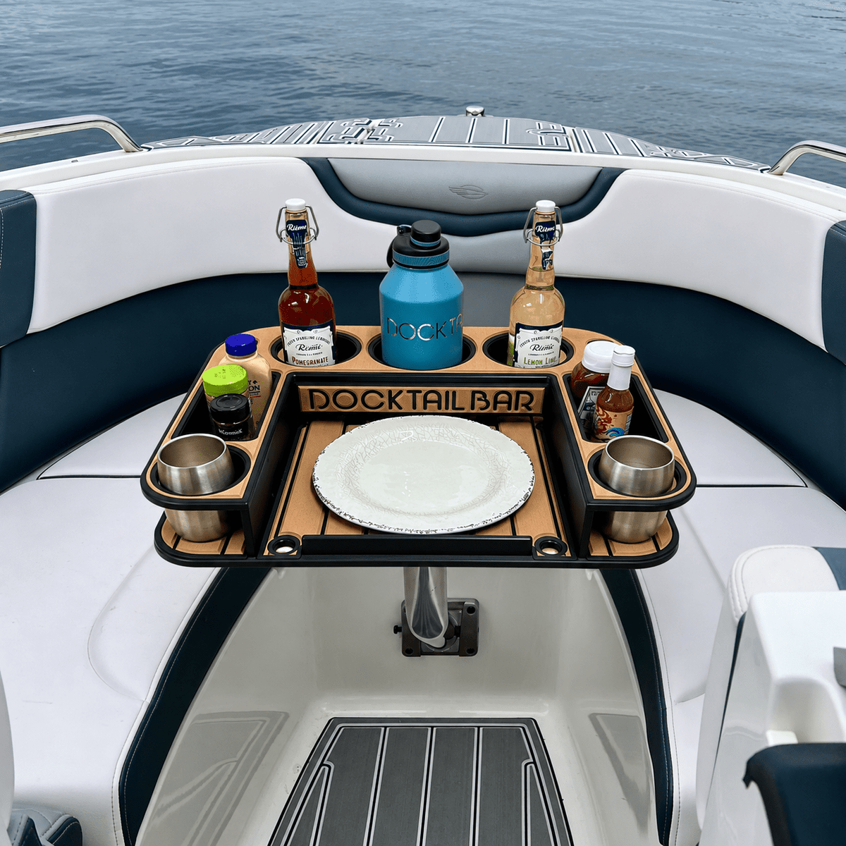 Docktail Butler Angled-Side Mount Boat Table - Midnight Series - Docktail Bar