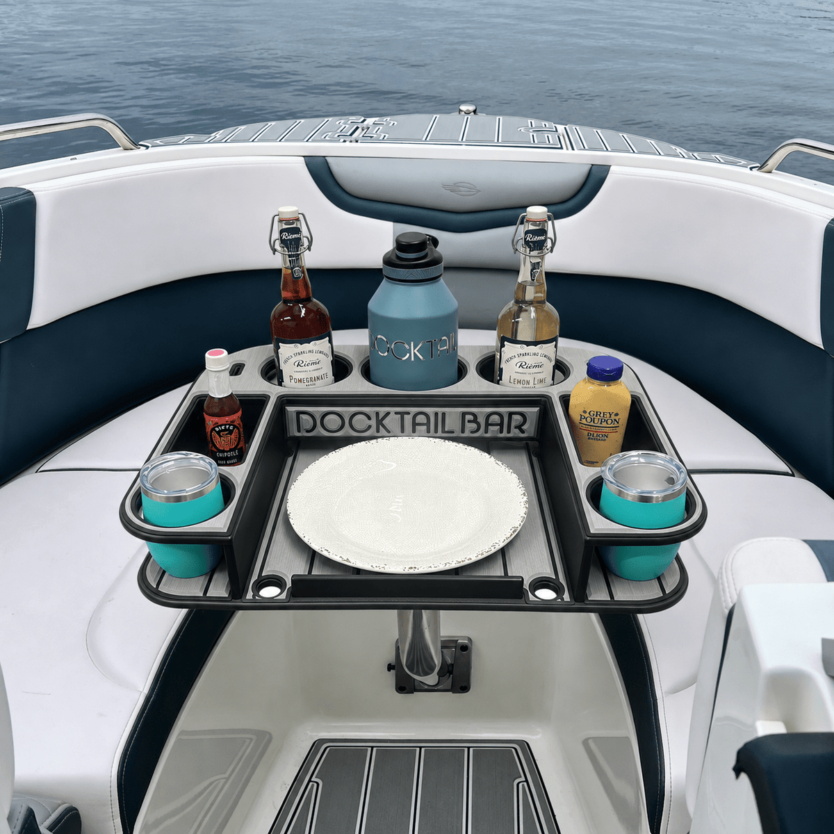 Docktail Butler Angled-Side Mount Boat Table - Midnight Series - Docktail Bar