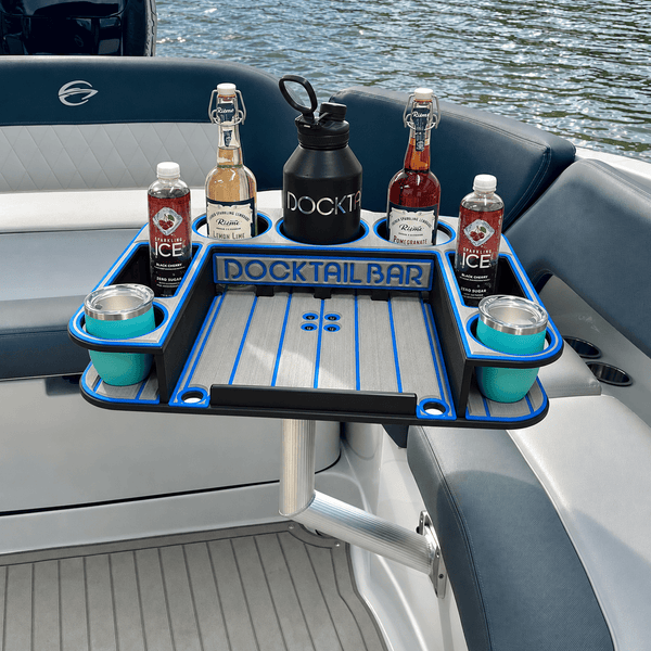 Docktail Butler Angled-Side Mount Boat Table - Midnight Series - Docktail Bar
