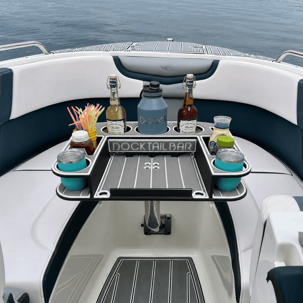 Docktail Butler Angled-Side Mount Boat Table - Midnight Series - Docktail Bar