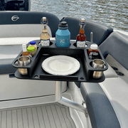 Docktail Butler Angled-Side Mount Boat Table - Midnight Series - Docktail Bar