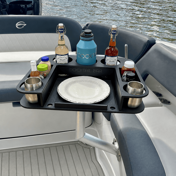 Docktail Butler Angled-Side Mount Boat Table - Midnight Series - Docktail Bar