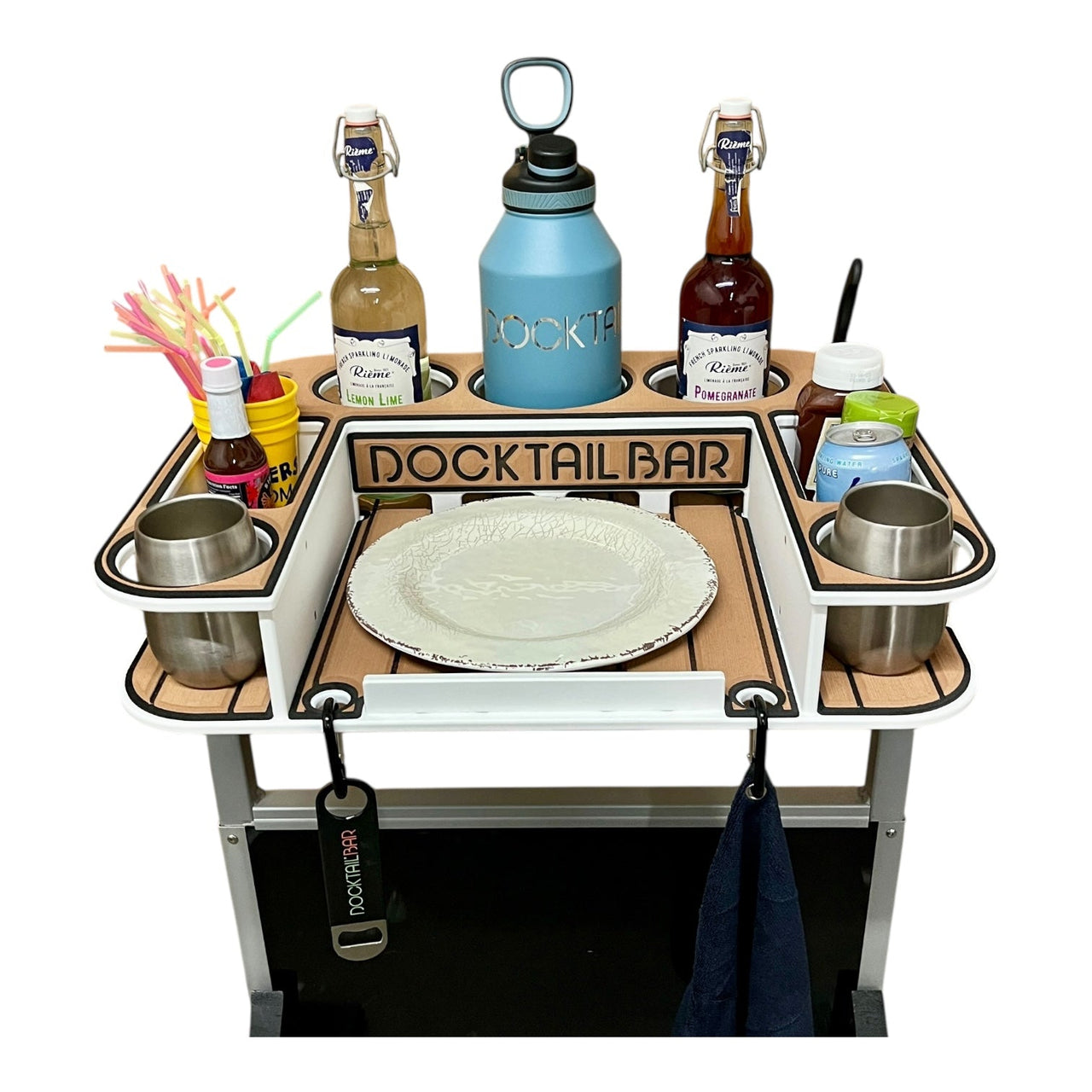 Docktail Butler Boat Table and Storage Accessory - Choose Your Mount, Color & Custom Name - Docktail Bar