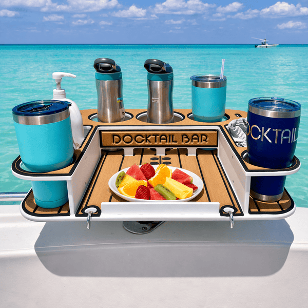 Docktail Butler Boat Table and Storage Accessory - Choose Your Mount, Color & Custom Name - Docktail Bar