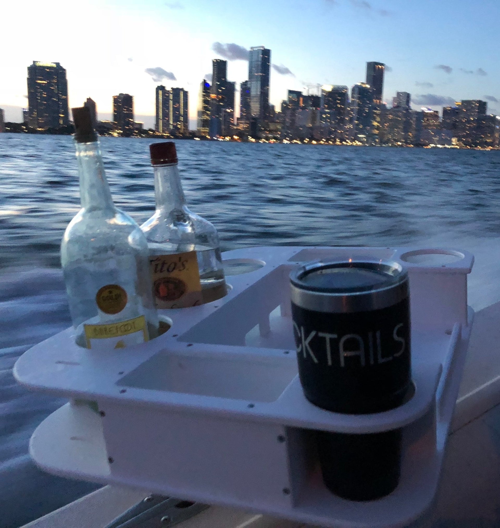 Docktail Butler Boat Table with Adjustable Rod Holder Mount - Docktail Bar