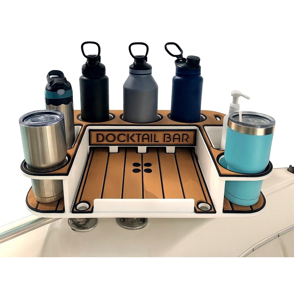 Docktail Butler Boat Table with Adjustable Rod Holder Mount - Docktail Bar