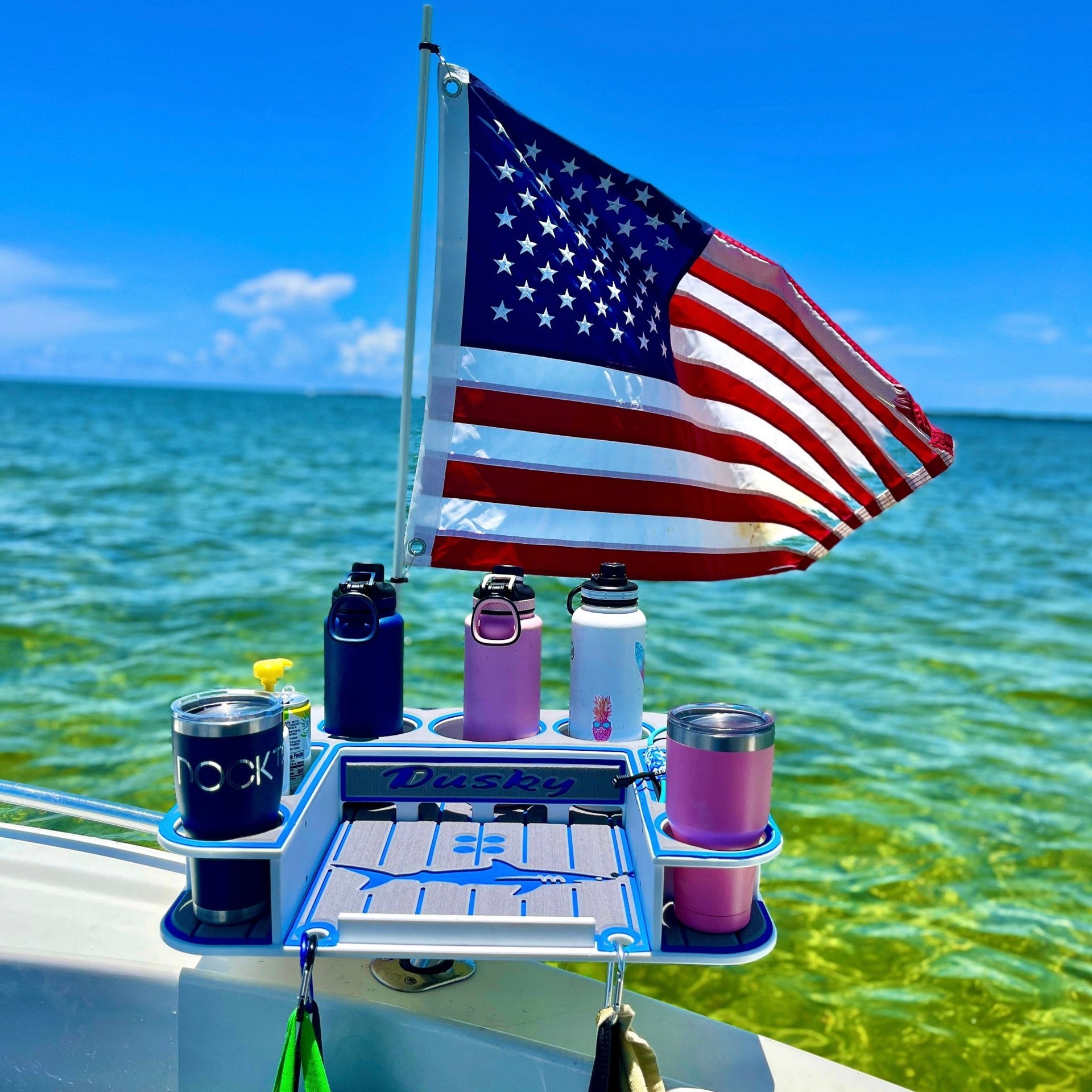 Docktail Butler Boat Table with Adjustable Rod Holder Mount - Docktail Bar