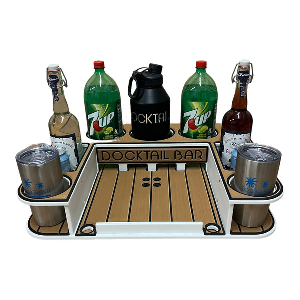 Docktail Butler Boat Table with Adjustable Rod Holder Mount - Docktail Bar