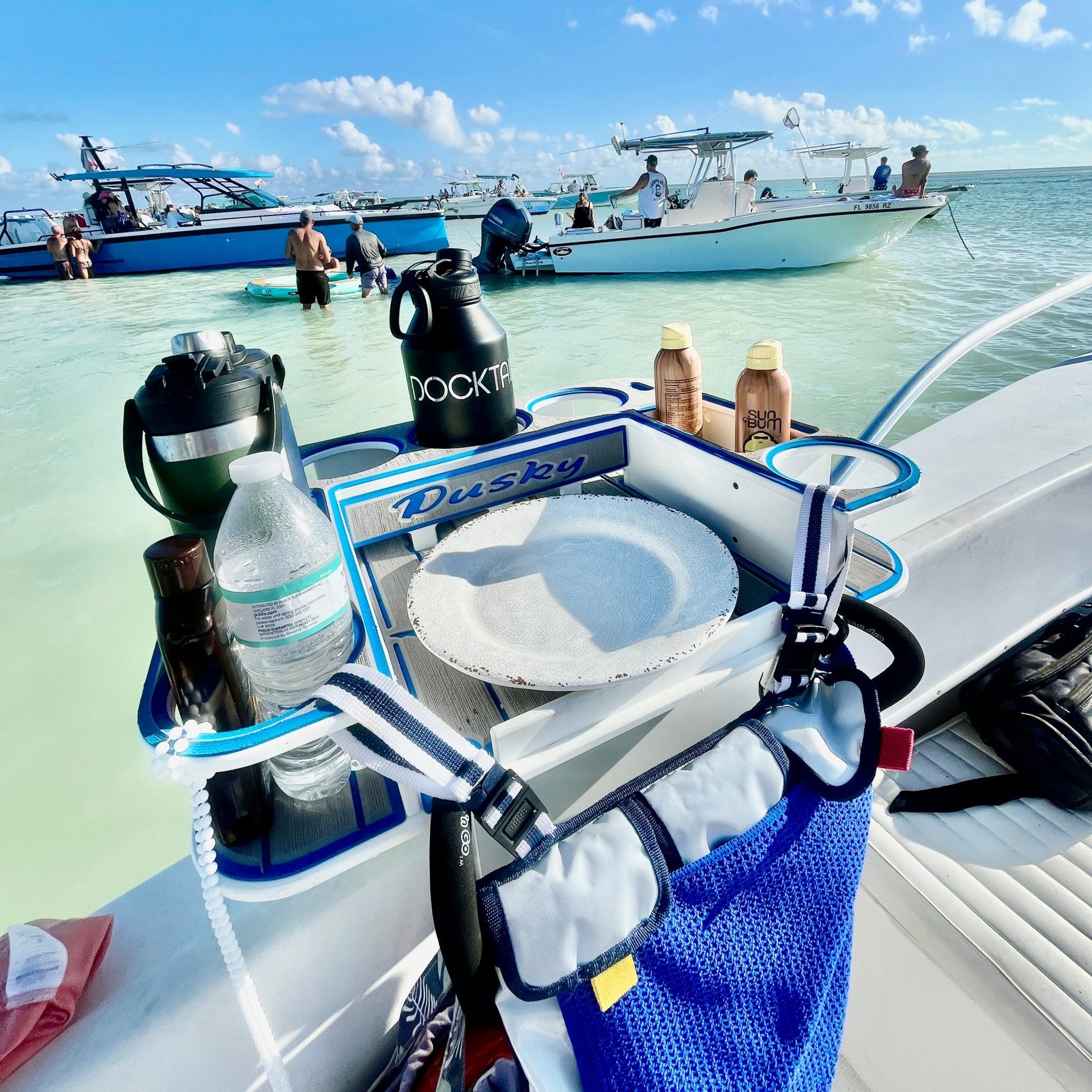 Docktail Butler Boat Table with Adjustable Rod Holder Mount - Docktail Bar