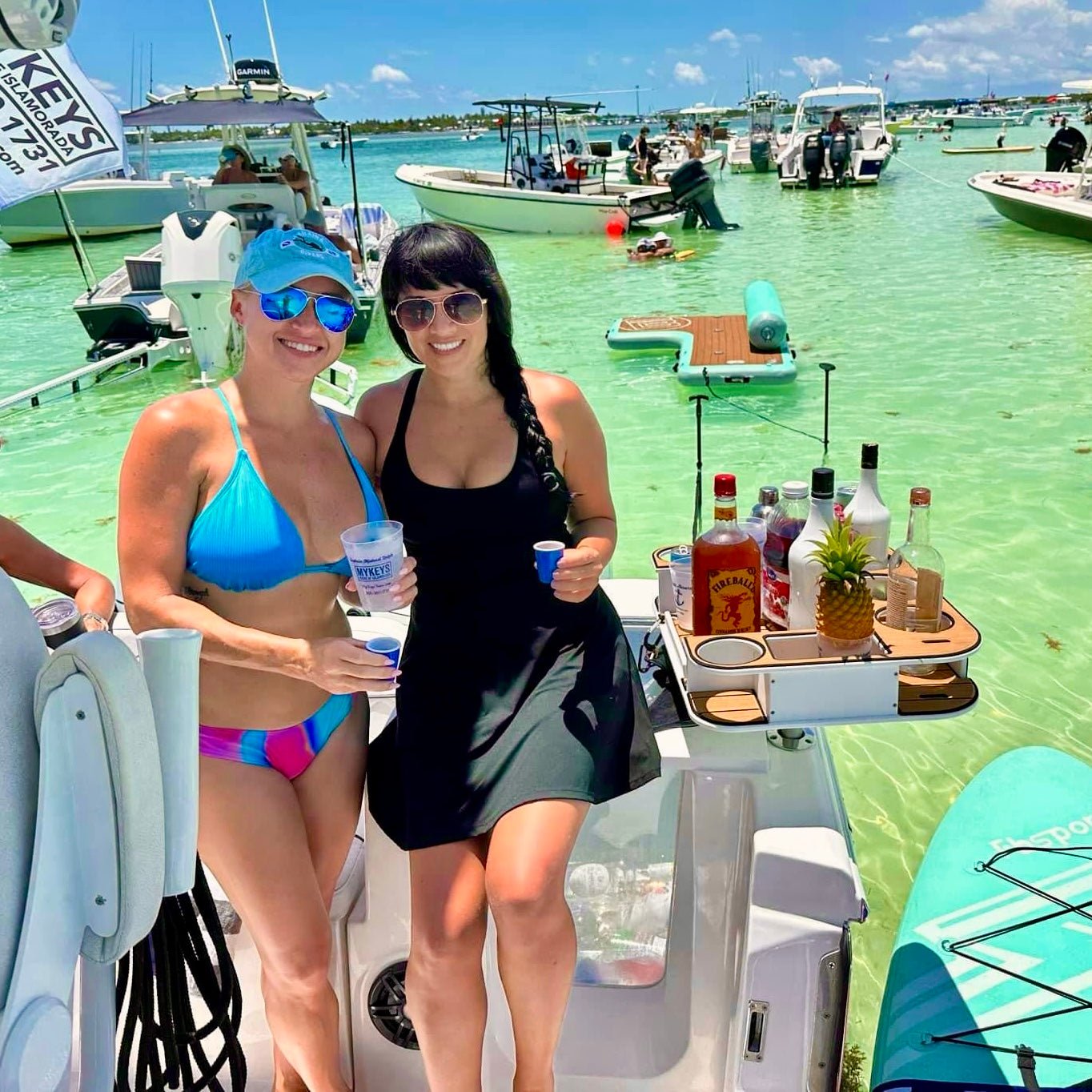 Docktail Butler Boat Table with Adjustable Rod Holder Mount - Docktail Bar