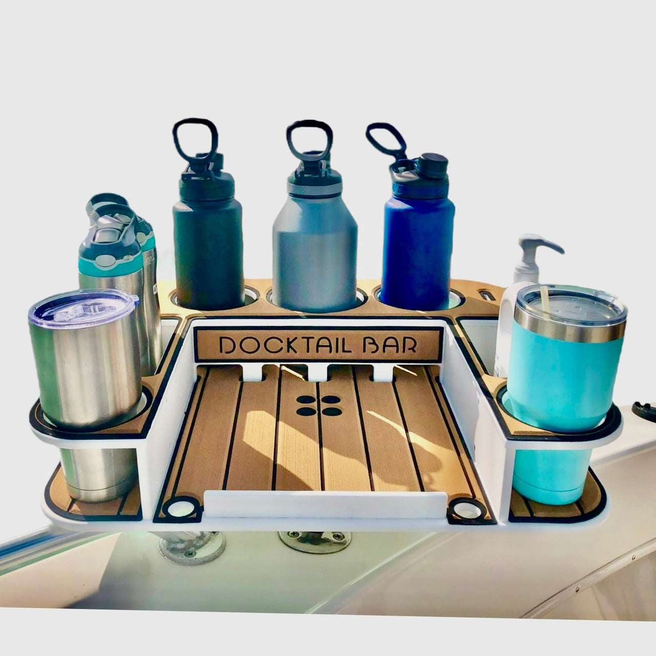 Docktail Butler Boat Table with Adjustable Rod Holder Mount - Docktail Bar