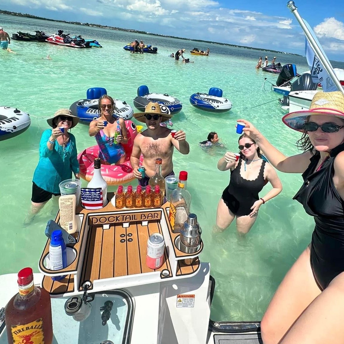 Docktail Butler Boat Table with Adjustable Rod Holder Mount - Docktail Bar