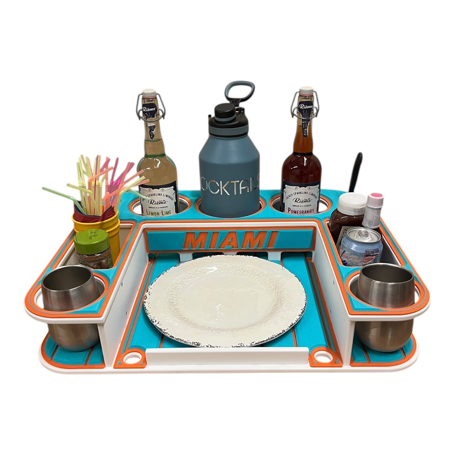 Docktail Butler Boat Table with Adjustable Rod Holder Mount - Docktail Bar