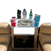 Docktail Butler Boat Table with Pontoon Boat Rail Mount - Docktail Bar