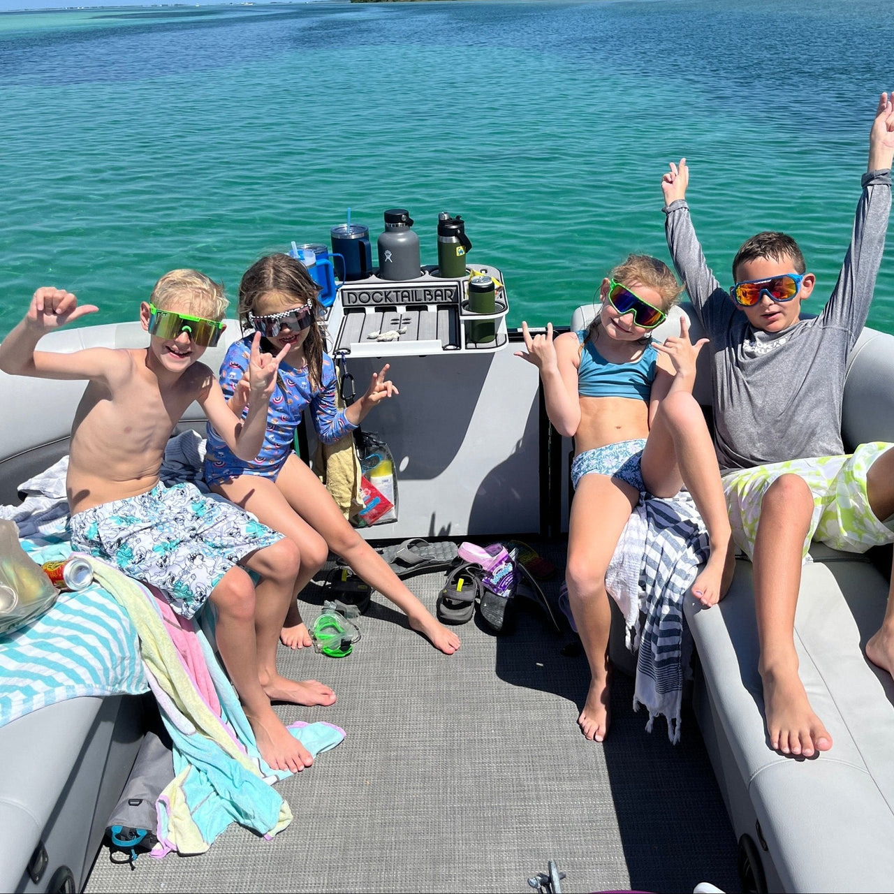 Docktail Butler Boat Table with Pontoon Boat Rail Mount - Docktail Bar