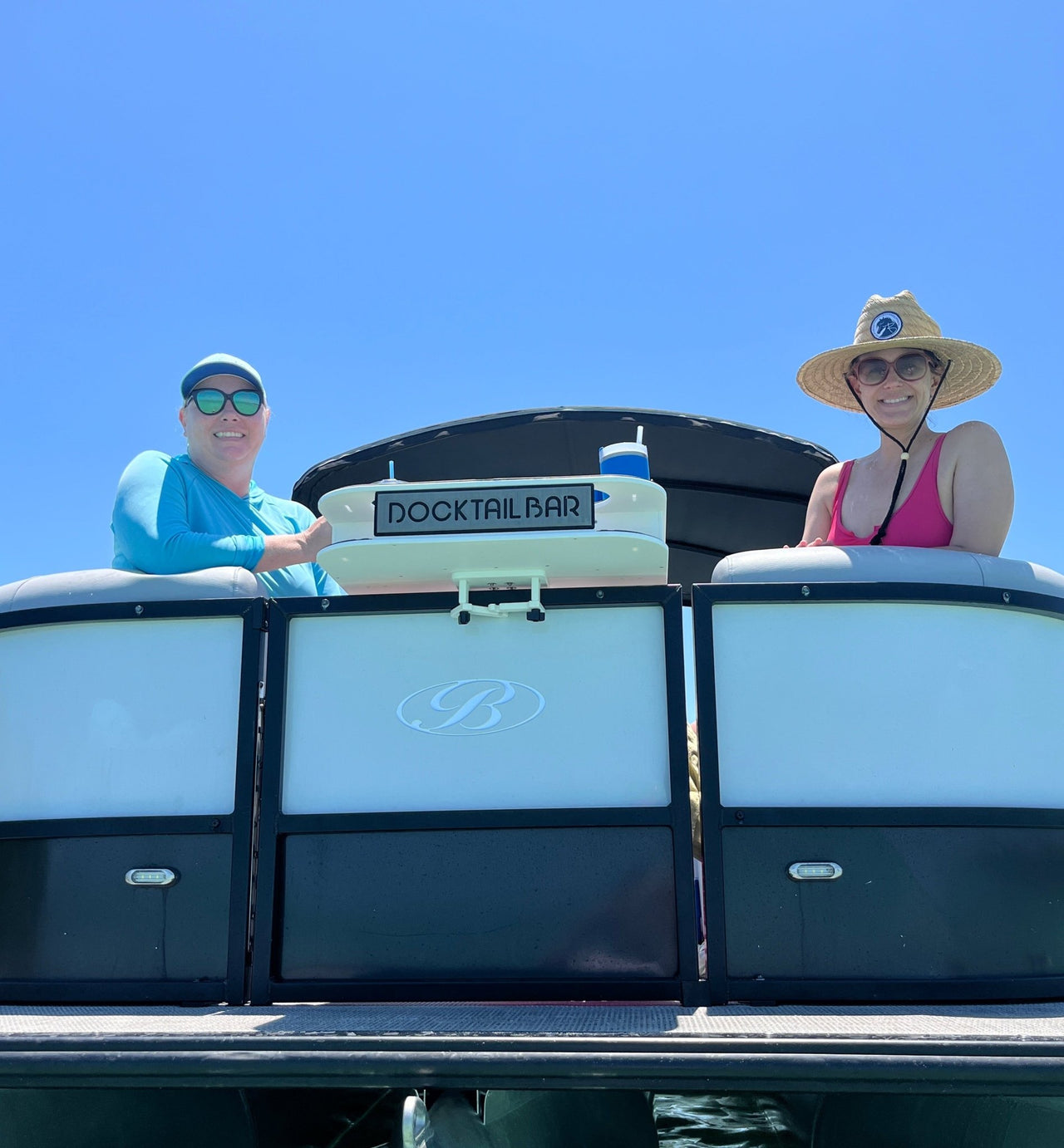 Docktail Butler Boat Table with Pontoon Boat Rail Mount - Docktail Bar