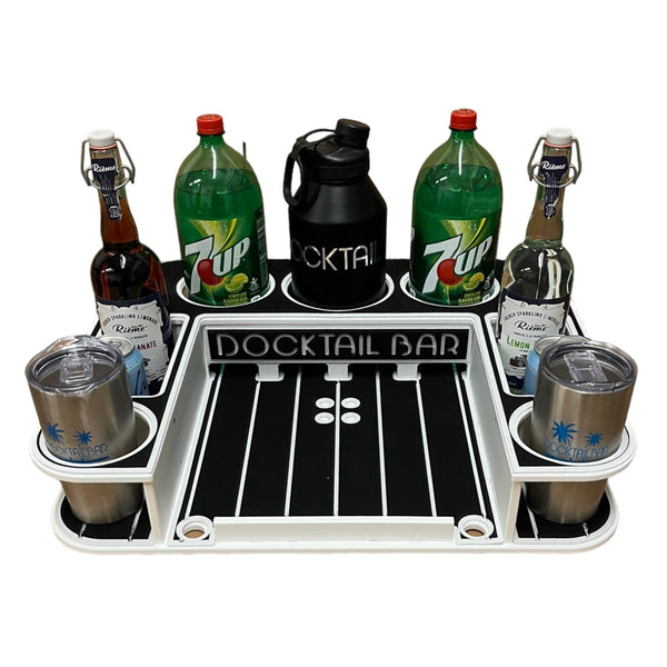 Docktail Butler Boat Table with Pontoon Boat Rail Mount - Docktail Bar