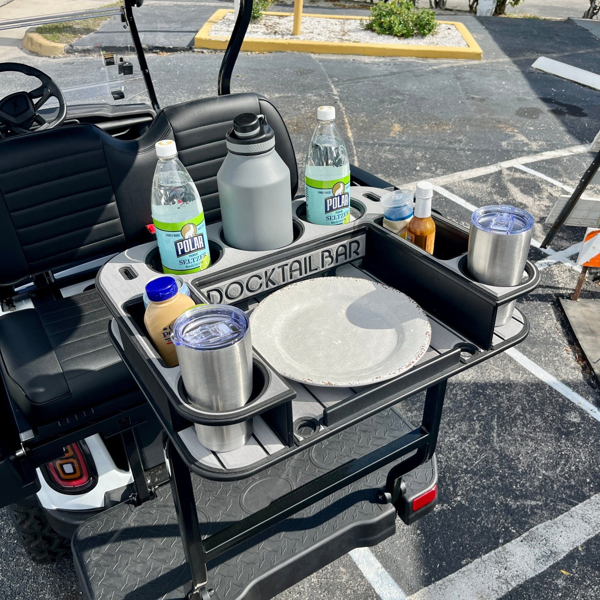 Docktail Butler Golf Cart Cup Holder & Table Accessory for Square or Rectangular Rails - Docktail Bar