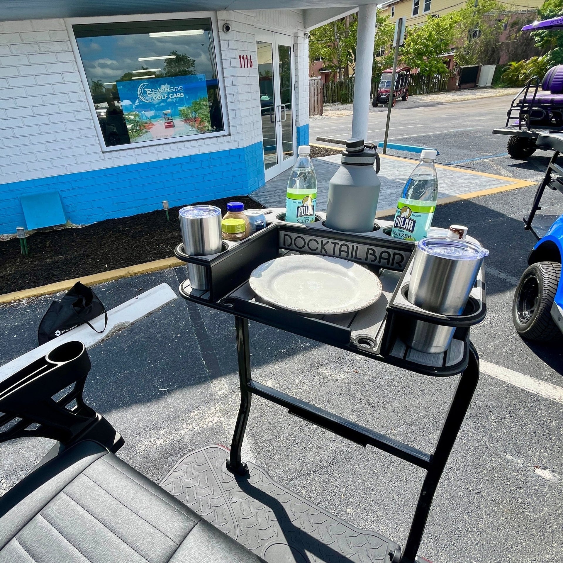 Docktail Butler Golf Cart Cup Holder & Table Accessory for Square or Rectangular Rails - Docktail Bar