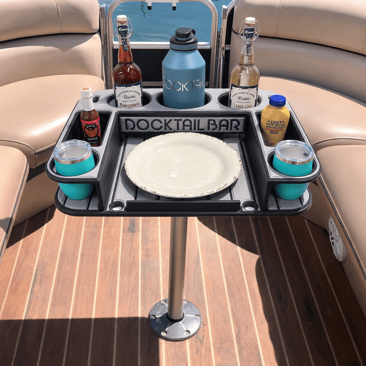 Docktail Butler Pedestal Boat Table - Midnight Series - Docktail Bar