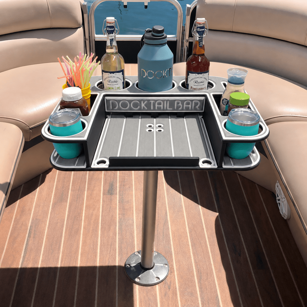 Docktail Butler Pedestal Boat Table - Midnight Series - Docktail Bar