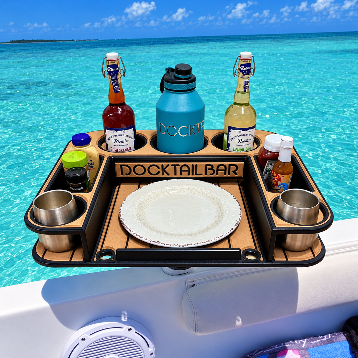 Docktail Butler Table with Rod Holder Mount - Midnight Series - Docktail Bar