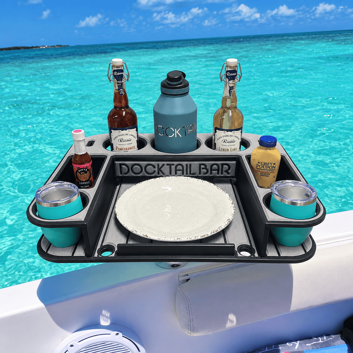 Docktail Butler Table with Rod Holder Mount - Midnight Series - Docktail Bar