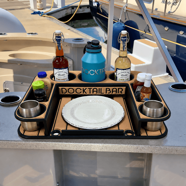 Docktail Butler Table with SeaSucker Vacuum Mounts - Midnight Series - Docktail Bar