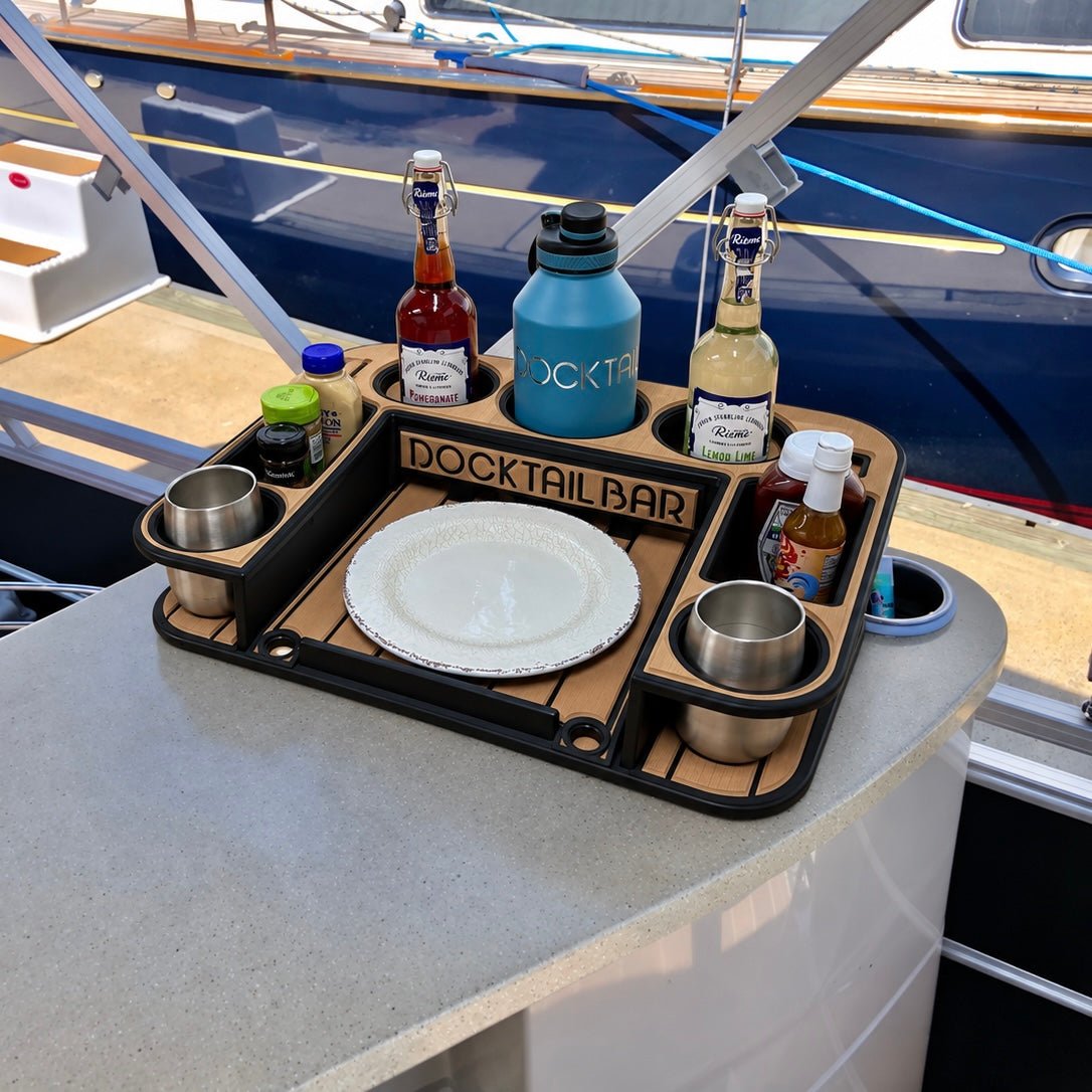 Docktail Butler Table with SeaSucker Vacuum Mounts - Midnight Series - Docktail Bar