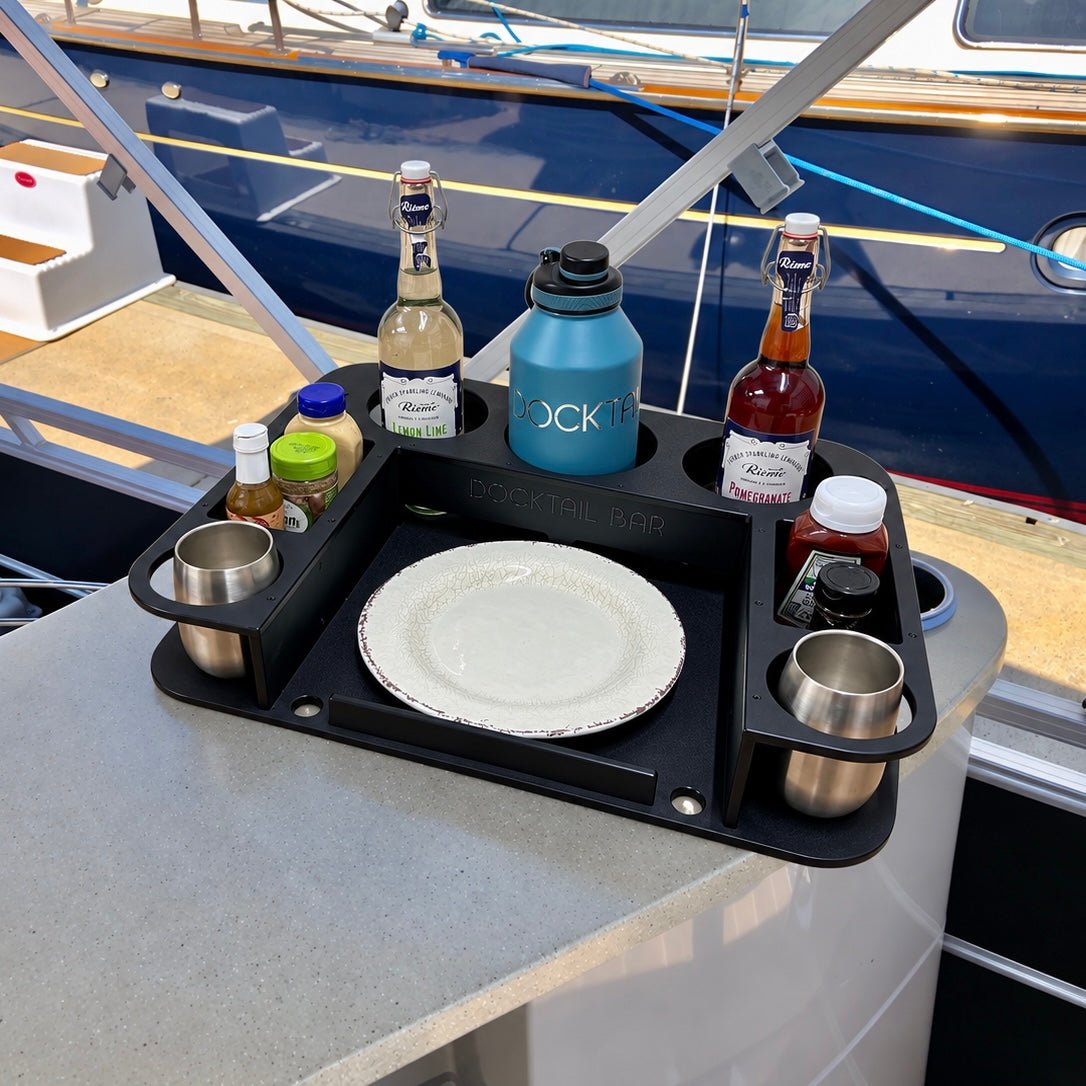 Docktail Butler Table with SeaSucker Vacuum Mounts - Midnight Series - Docktail Bar