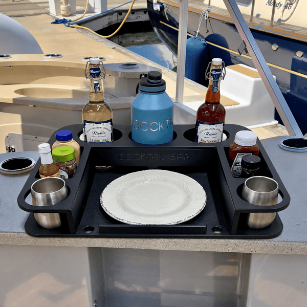 Docktail Butler Table with SeaSucker Vacuum Mounts - Midnight Series - Docktail Bar