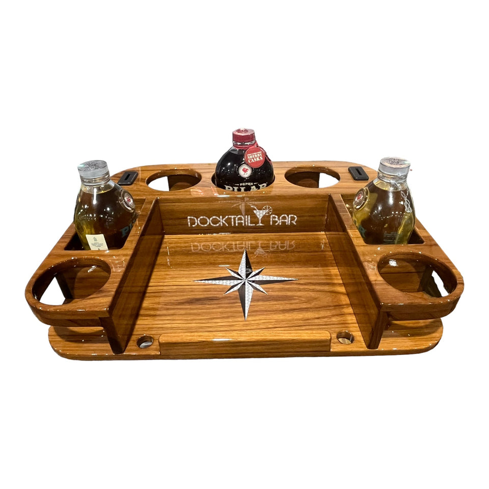 Docktail Elite Series Custom Teak Tables for Rocket Launchers, Leaning