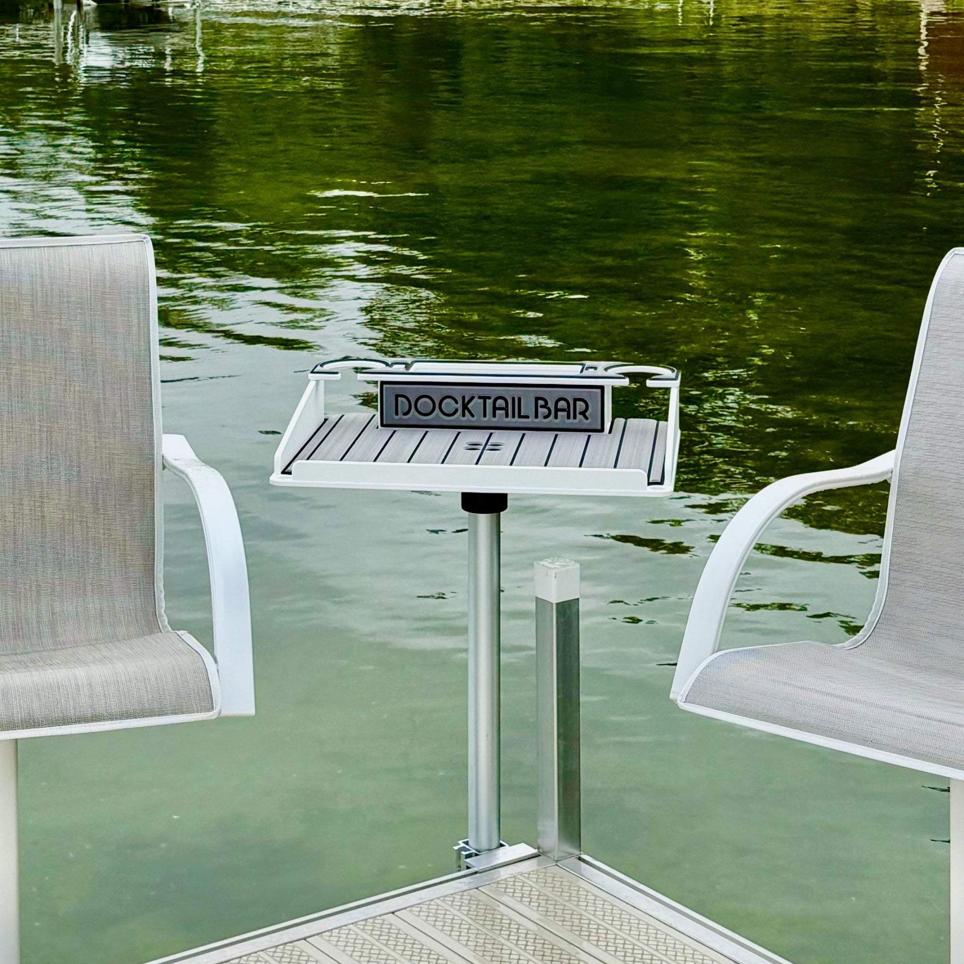 Docktail Utility Boat Table Accessory with Adjustable Rod Holder Mount - Docktail Bar