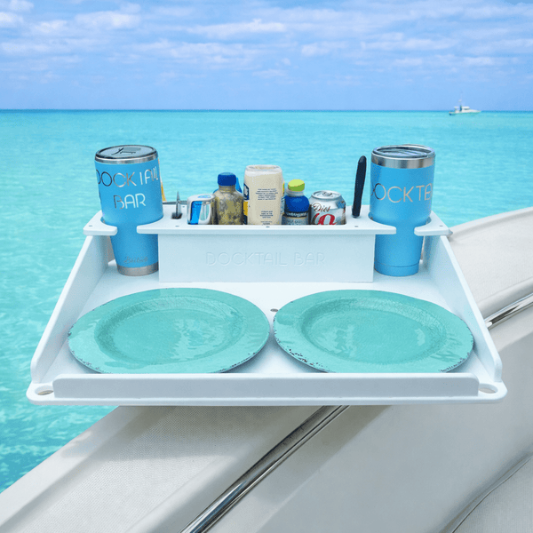 Docktail Utility Boat Table and Storage Accessory - Choose Your Mount, Color & Custom Name - Docktail Bar