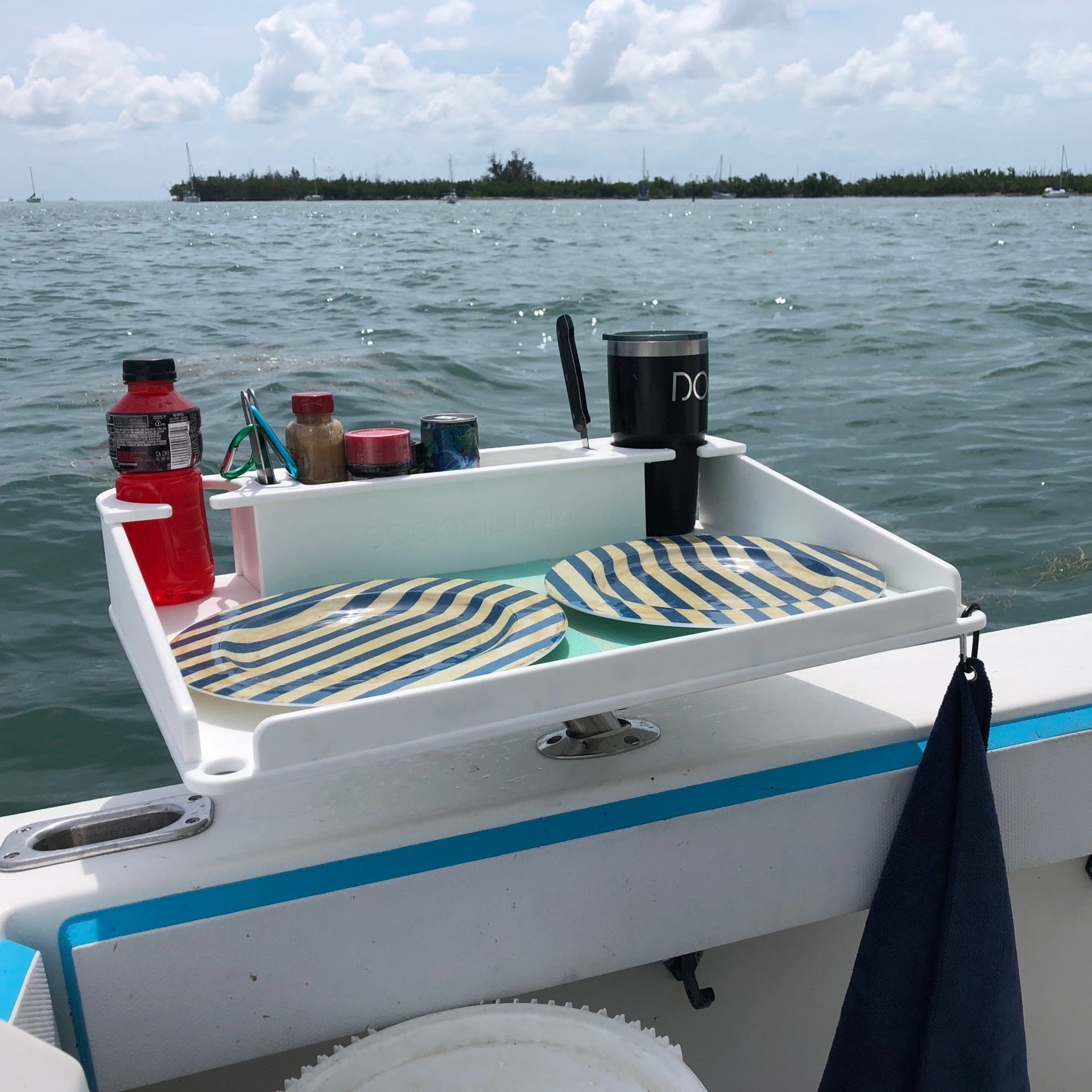 Docktail Utility Boat Table and Storage Accessory - Choose Your Mount, Color & Custom Name - Docktail Bar