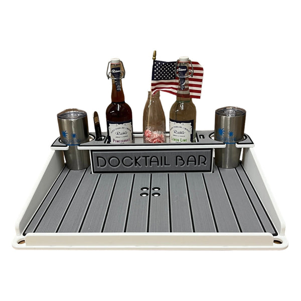 Docktail Utility Boat Table with Pontoon Boat Rail Mount - Docktail Bar