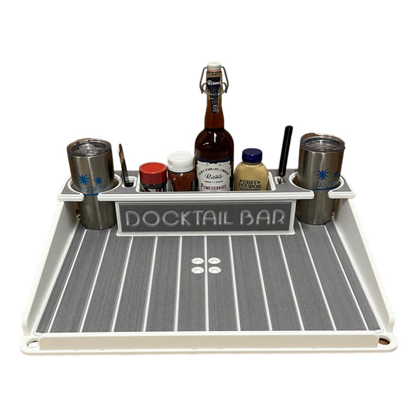 Docktail Utility Boat Table with Pontoon Boat Rail Mount - Docktail Bar