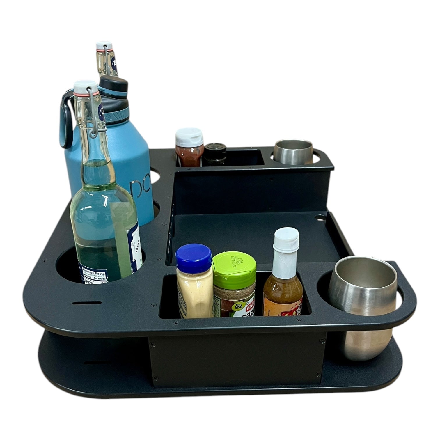 Midnight Series - Docktail Butler Boat Table with Adjustable Rod Holder Mount - Docktail Bar