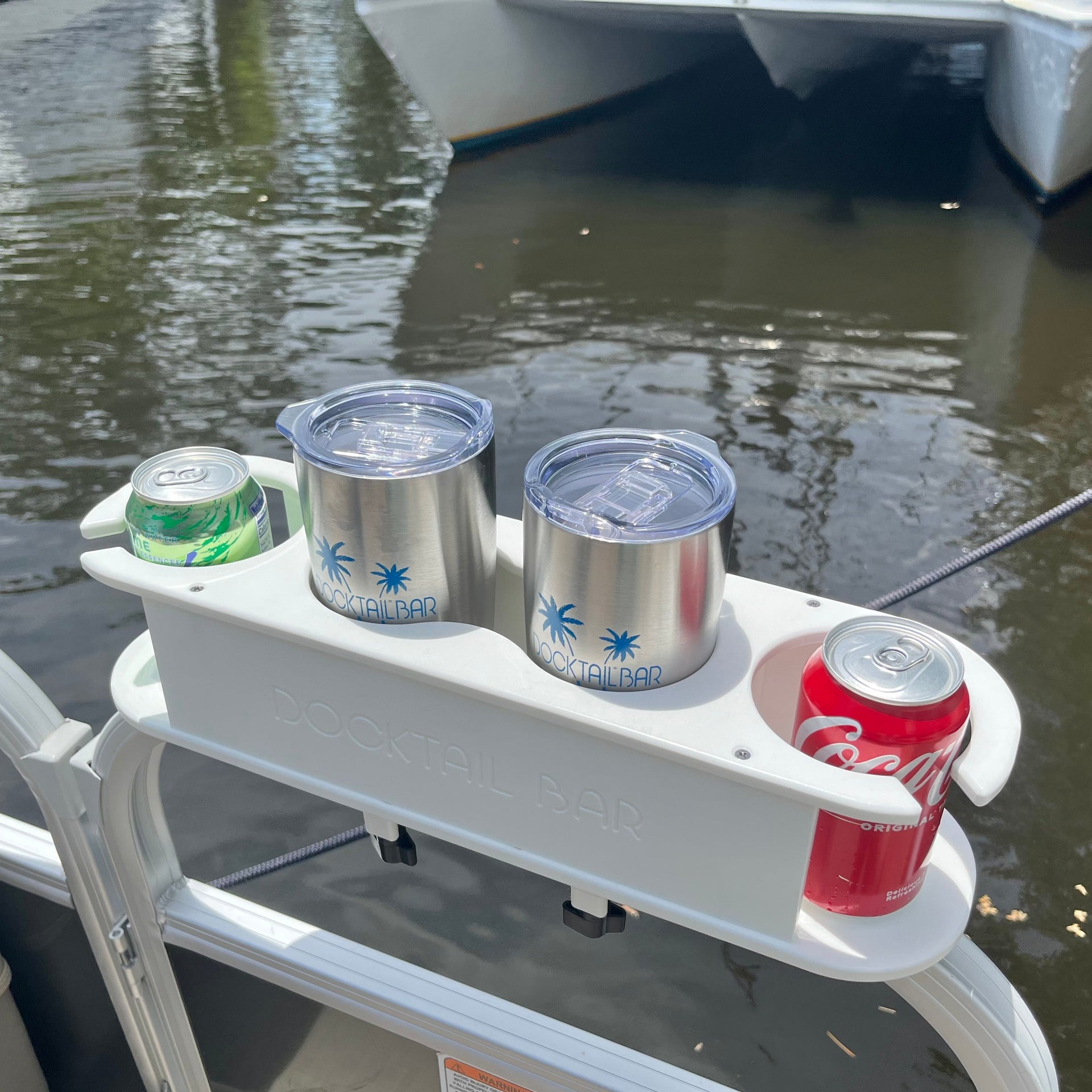 Docktail Pontoon Boat Door Rail Mounted Cup Holder Caddy