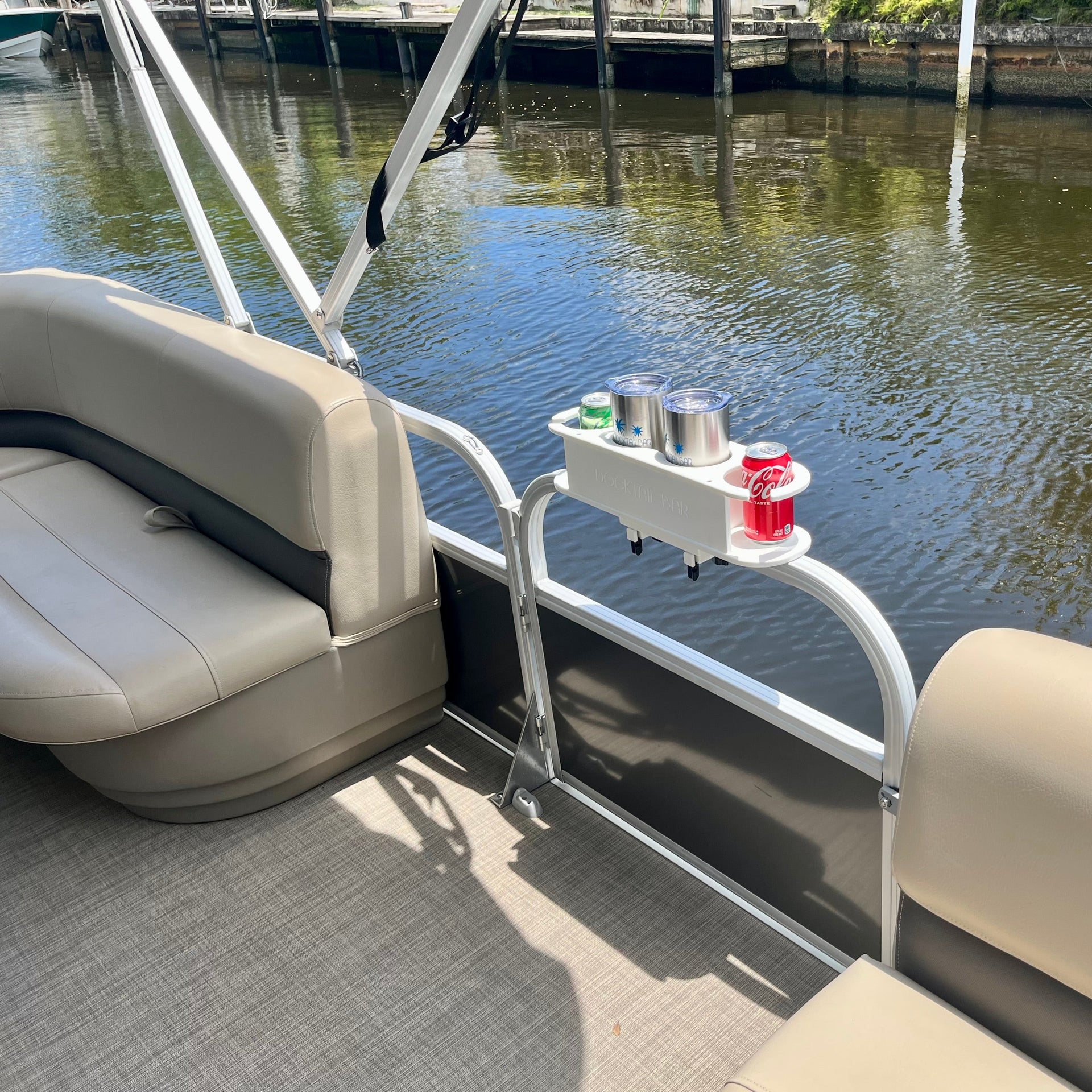 Docktail Pontoon Boat Door Rail Mounted Cup Holder Caddy
